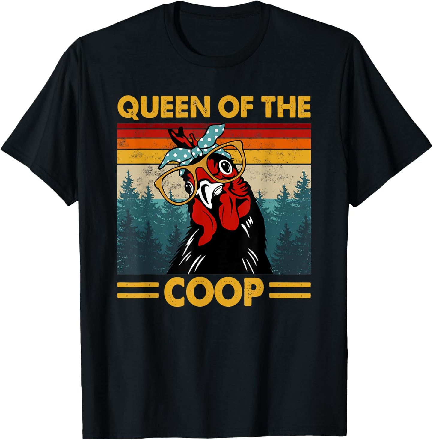 Queen Of The Coop Vintage Chicken Lady Sunglass T-Shirt - T-Shirt | Black