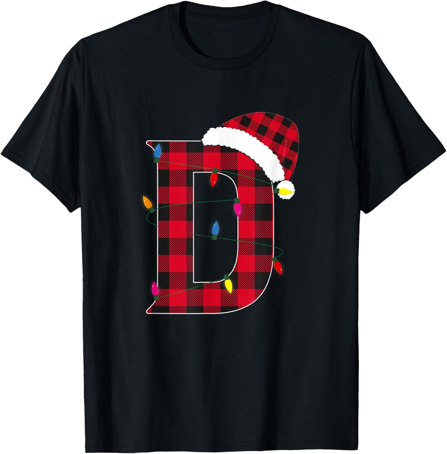 Awesome Letter M Initial Name Buffalo Plaid Christmas T-Shirt - T-Shirt | Black