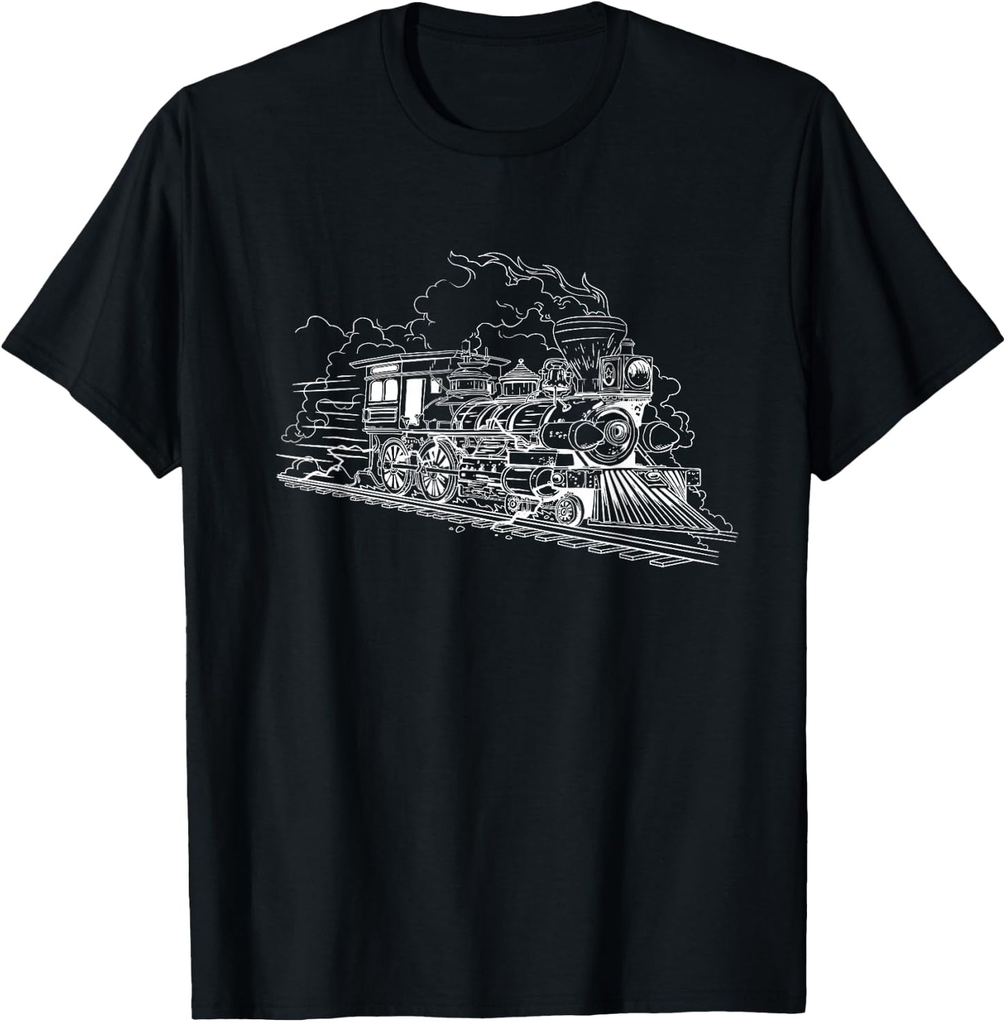 Railroad Steam Train Locomotive Modern Train Engineering T-Shirt - T-Shirt | Black