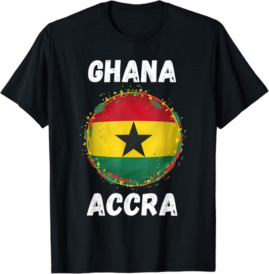 Accra Ghana Retro Vintage Ghanaian Flag Souvenirs T-Shirt - T-Shirt | Black