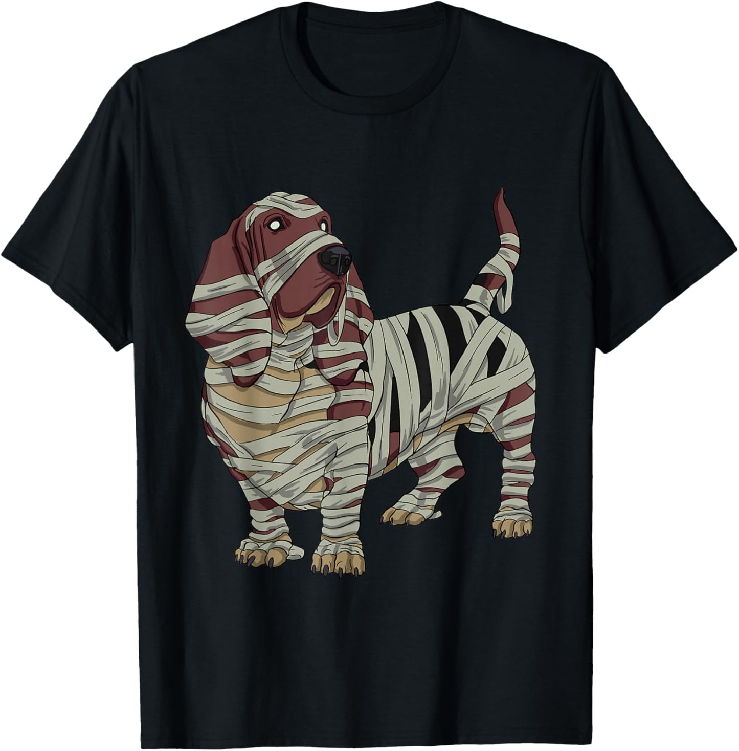 Basset Hound Dog Mummy Halloween Costume Dog Lovers T-Shirt - T-Shirt | Black