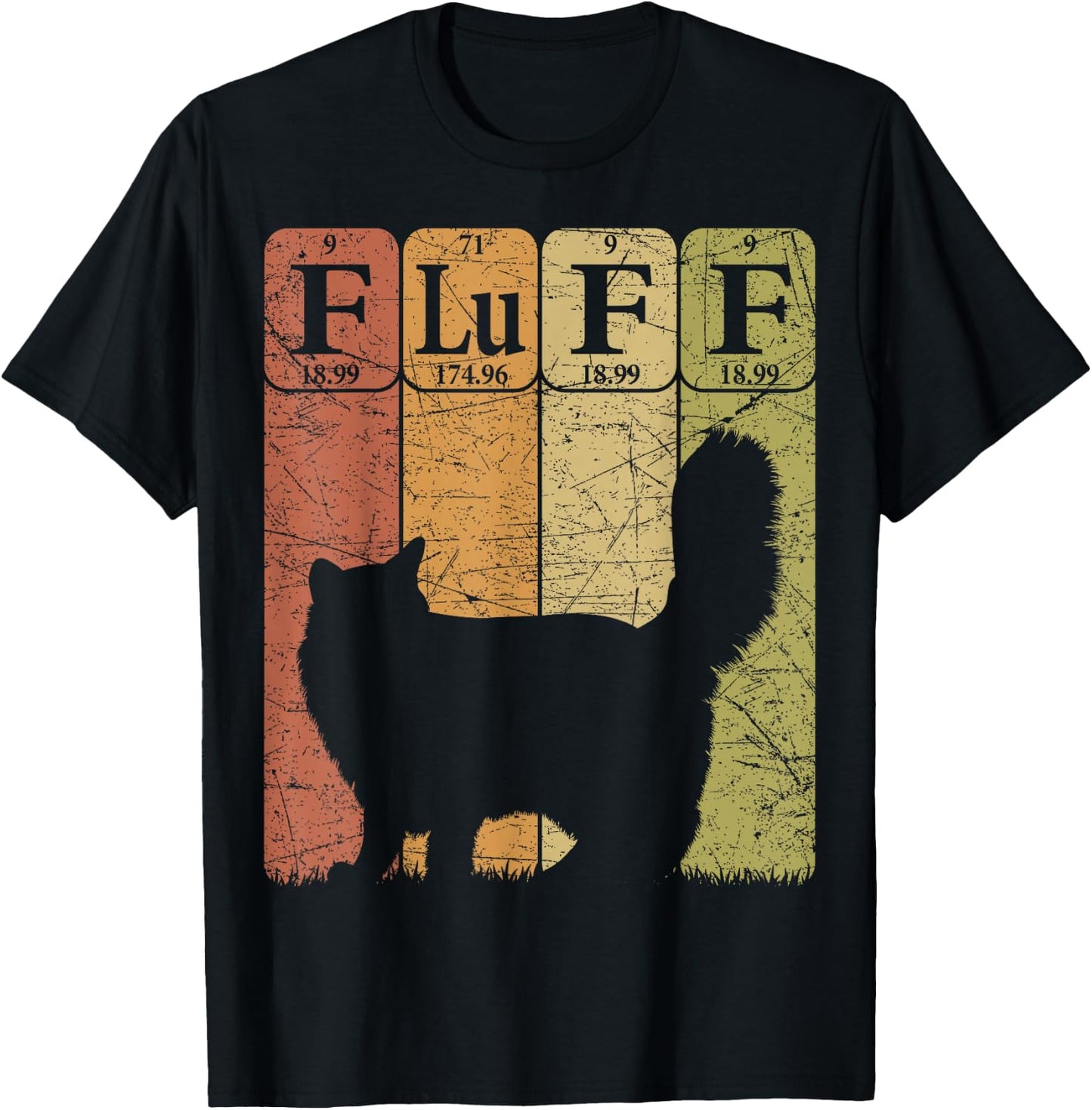 Fluff Cat Periodic Table Elements Cat Lover Cat Scientist T-Shirt - T-Shirt | Black