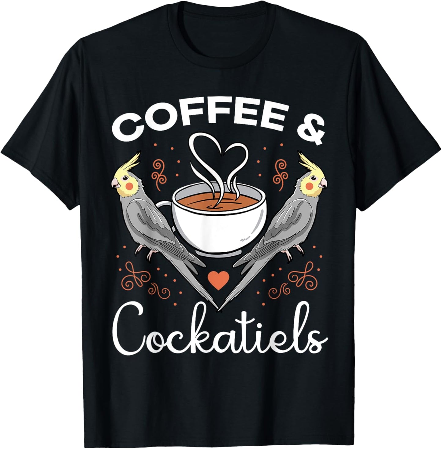 Cockatiel Coffee Lover Cockatoo Lutino Parrot Quarrion Tiel T-Shirt - T-Shirt | Black