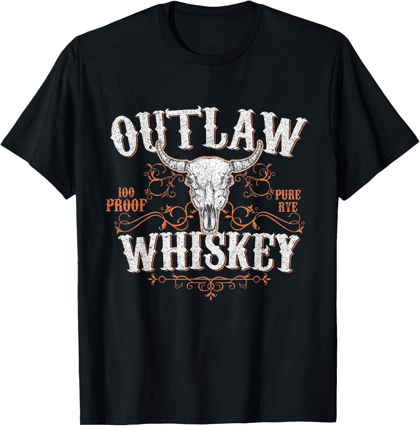 Outlaw Whiskey Country Vintage Graphic T-Shirt - T-Shirt | Black