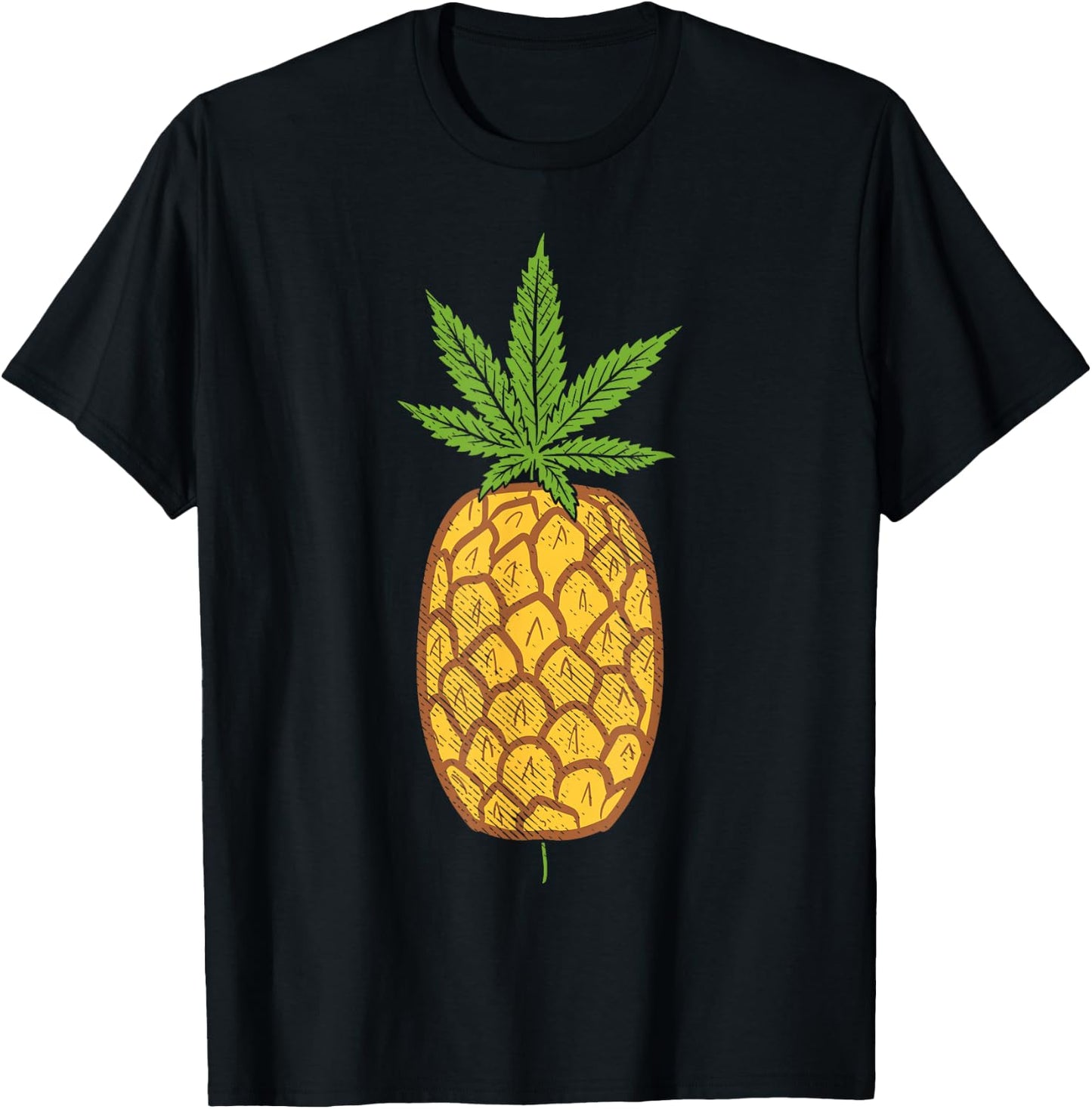 Pineapple Weed Cannabis Funny Marijuana 420 THC Stoner Gift T-Shirt - T-Shirt | Black