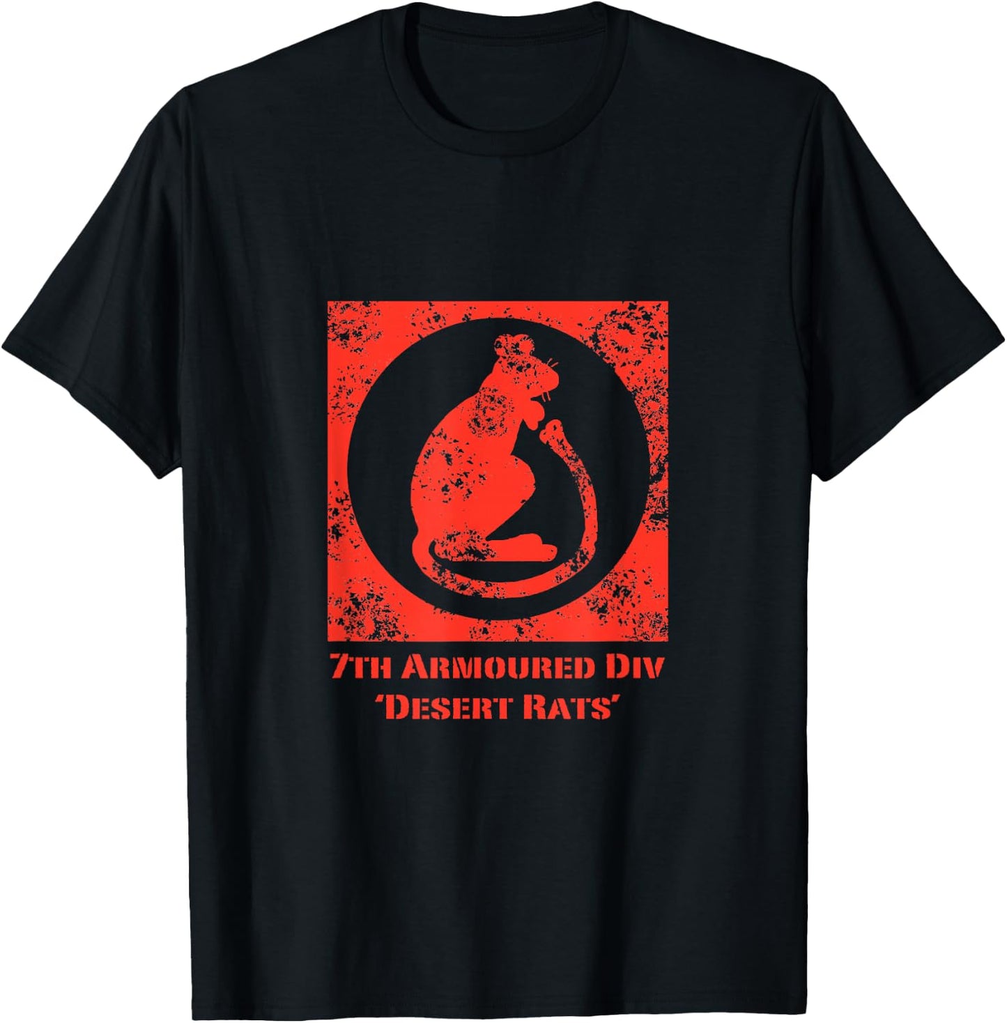 British 7th Armoured Division "Desert Rats" (Distressed) T-Shirt - T-Shirt | Black
