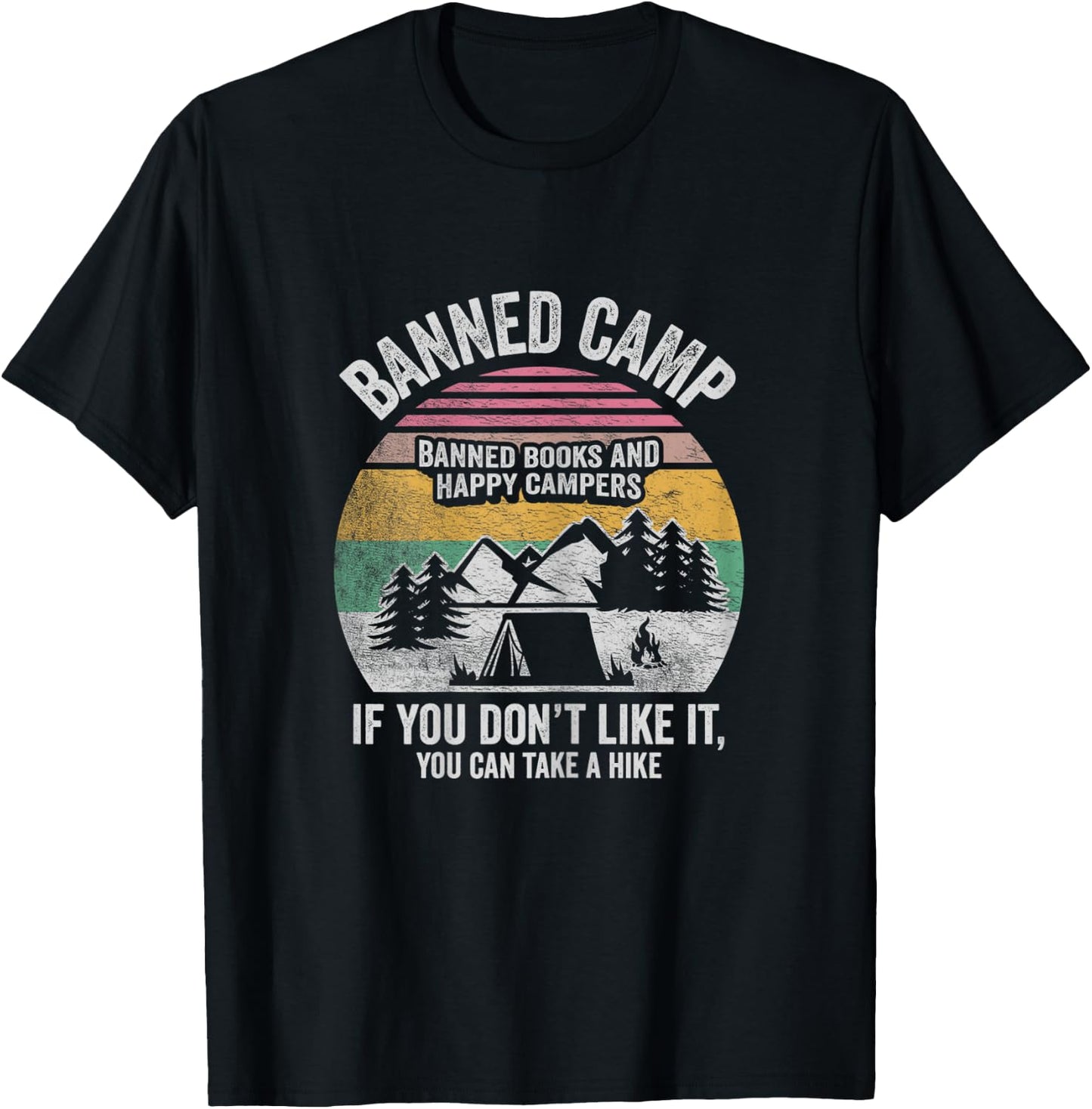 Vintage Banned Books Shirt Book Lover Camping Librarian T-Shirt - T-Shirt | Black