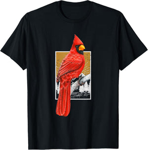 Red Cardinal Bird Watcher Bird Watching Vintage Nature Bird T-Shirt - T-Shirt | Black