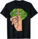 Weed Cannabis Lips Shut The Fuck Up STFU 420 THC Stoner Gift T-Shirt - T-Shirt | Black