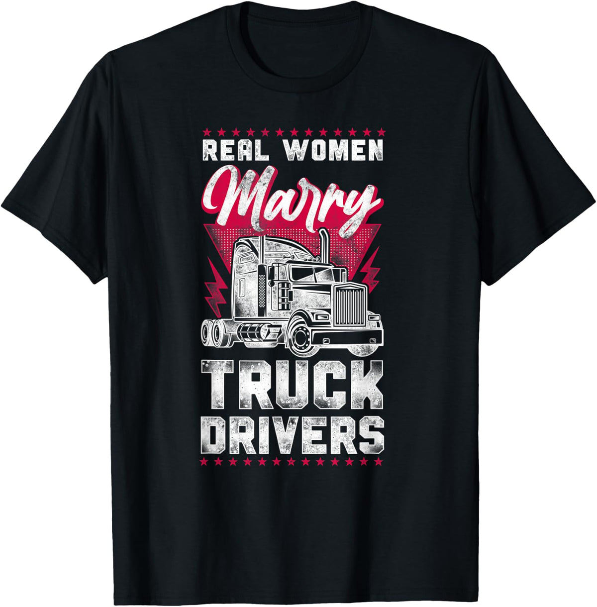 Trucker Truck Driver Wife Girlfriend Vintage Real Women T-Shirt - T-Shirt | Black