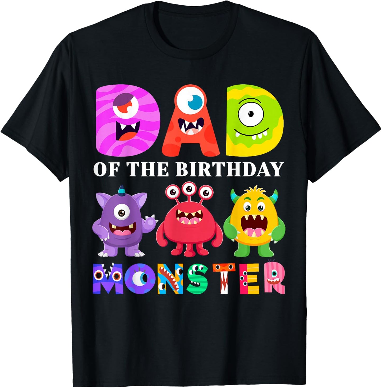 Dad Little Monster Kids 1st Birthday Party Family Monster T-Shirt - T-Shirt | Black