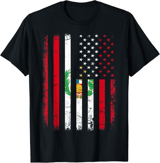 Peruvian American Flag Peruvian Roots Peru America Small T-Shirt - T-Shirt | Black