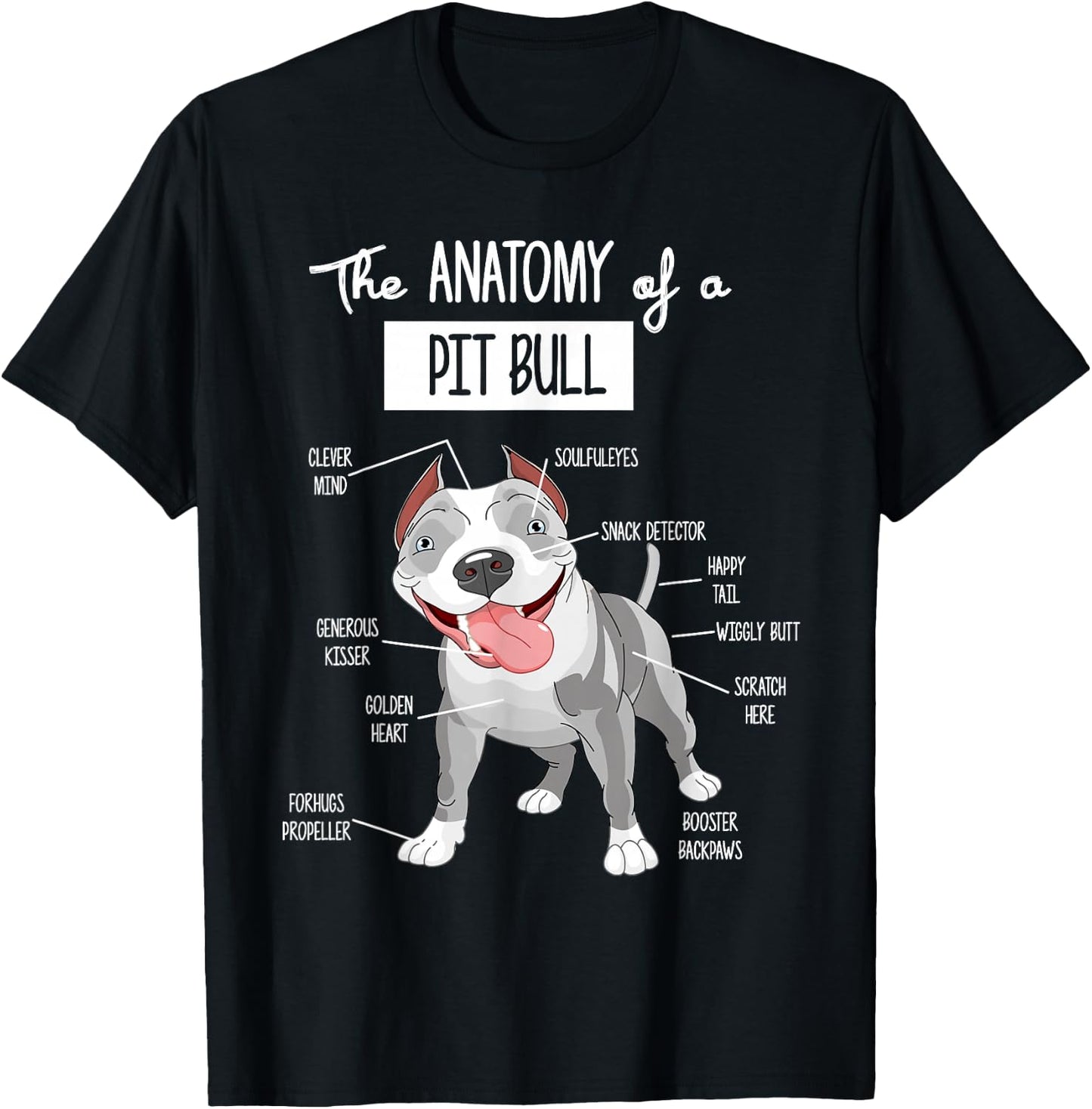 Anatomy Of A Pitbull Dog Lover T-Shirt - T-Shirt | Black
