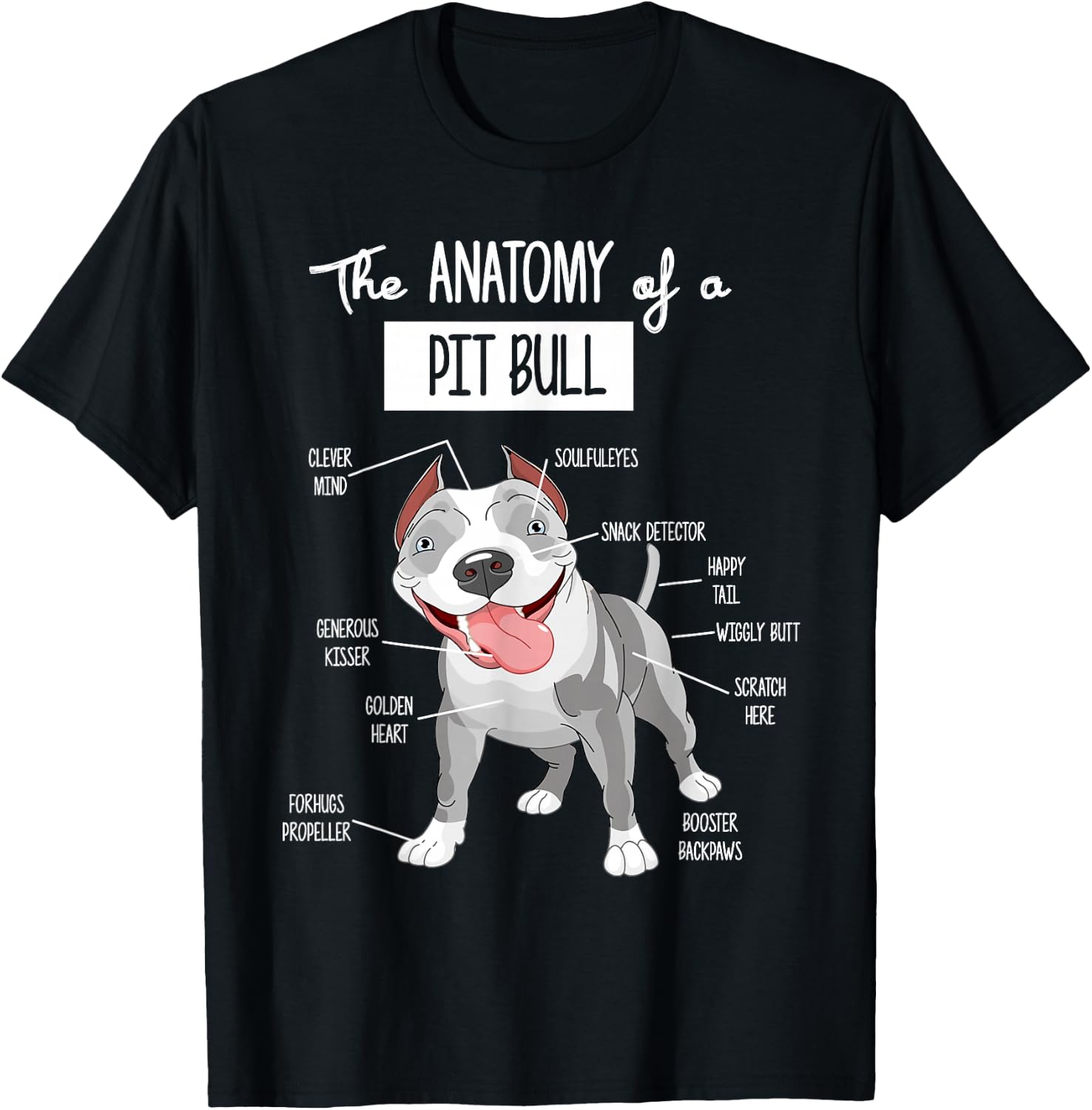 Anatomy Of A Pitbull Dog Lover T-Shirt - T-Shirt | Black