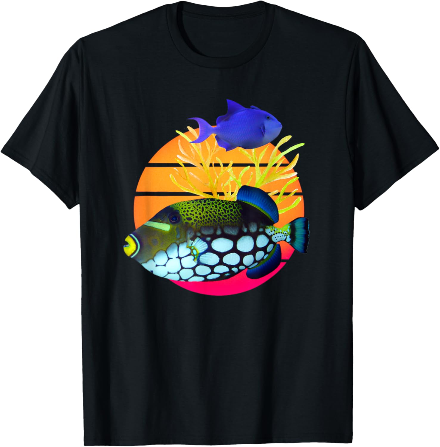 Clown Trigger Niger Trigger Fish Agressive Saltwater Fish T-Shirt - T-Shirt | Black
