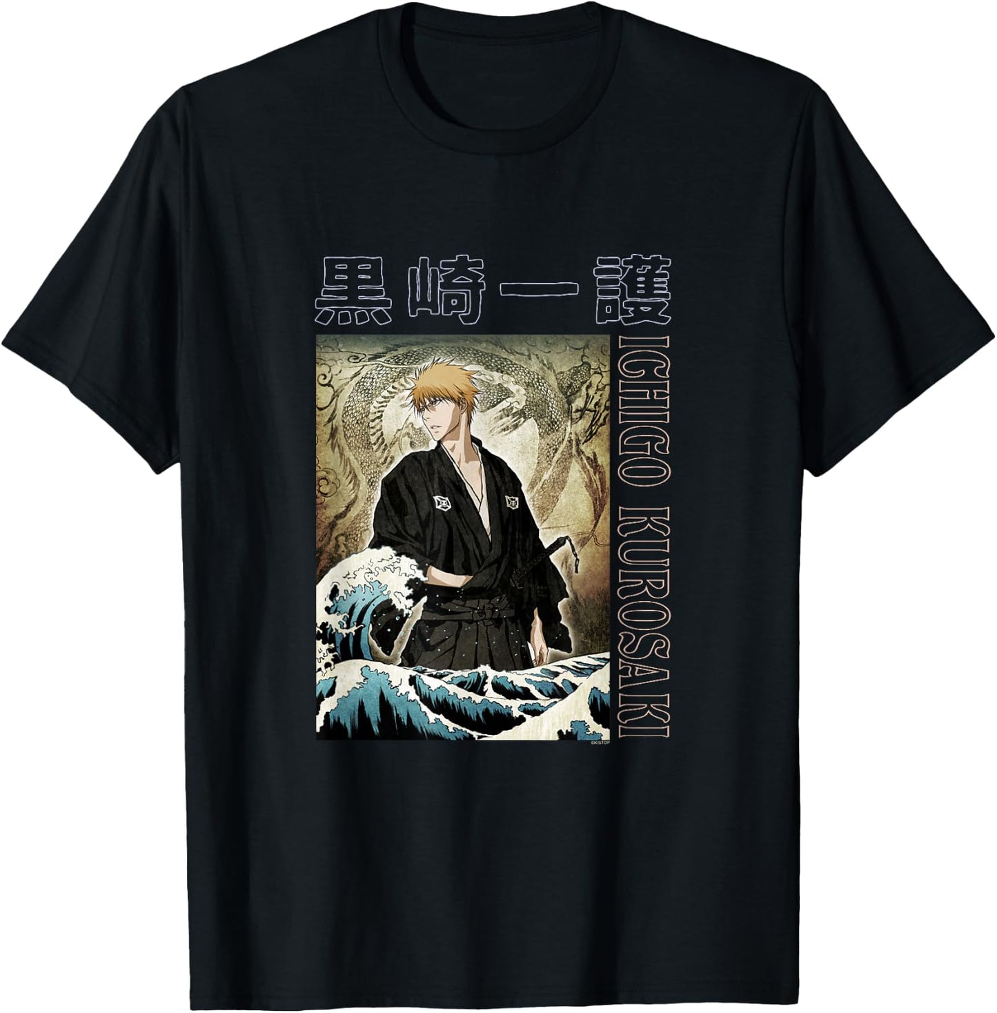Bleach Ichigo with Waves Anime T-Shirt - T-Shirt | Black