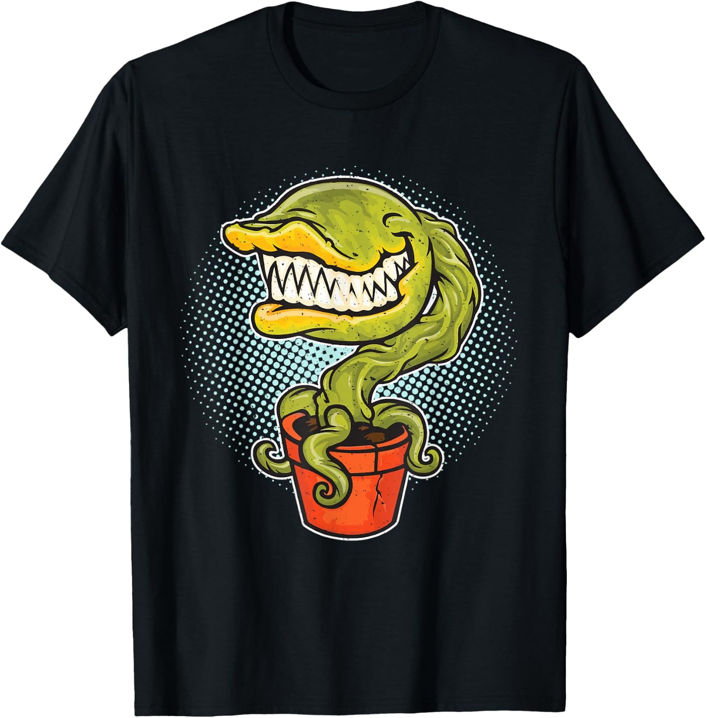 Piranha Plant Retro Video Gaming Art Gift Distressed T-Shirt - T-Shirt | Black