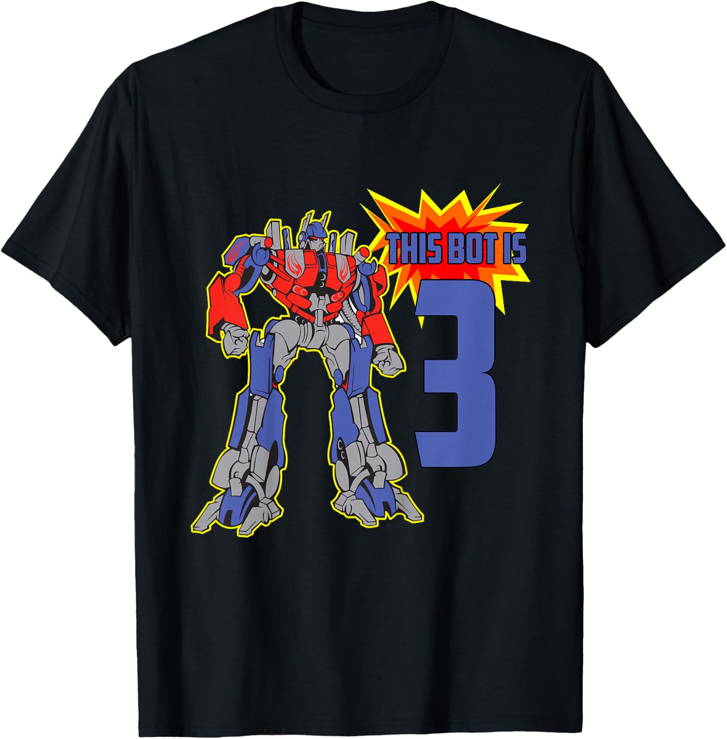 Kids 3rd Birthday Bot Robot for 3 Yr Old Boys Girls T-Shirt - T-Shirt | Black