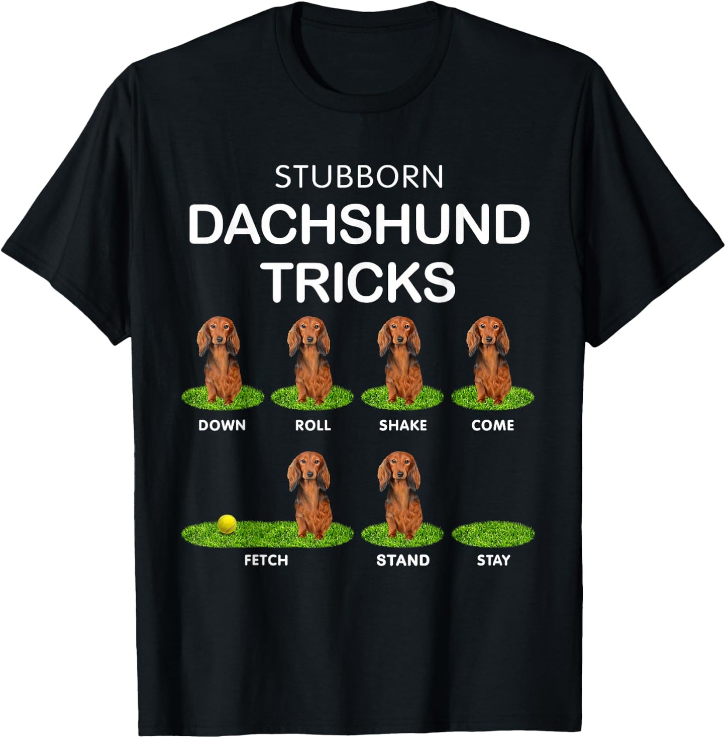 Thick Headed Dog - Funny Long Hair Dachshund for Christmas T-Shirt - T-Shirt | Black