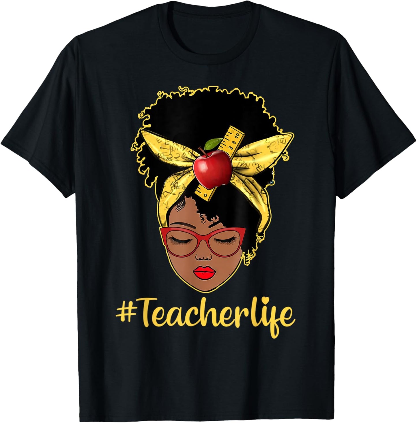 Teacher Life Black Afro African Melanin Women Back To School T-Shirt - T-Shirt | Black
