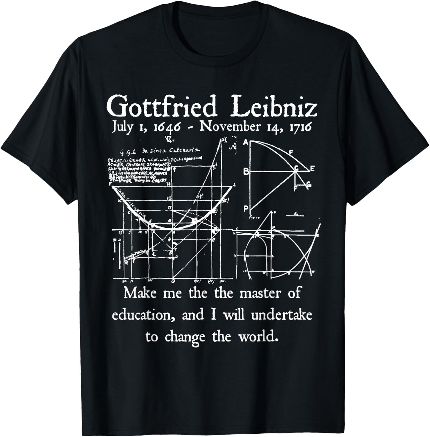 Nerdy Vintage Leibniz Master of Education Math Teacher T-Shirt - T-Shirt | Black