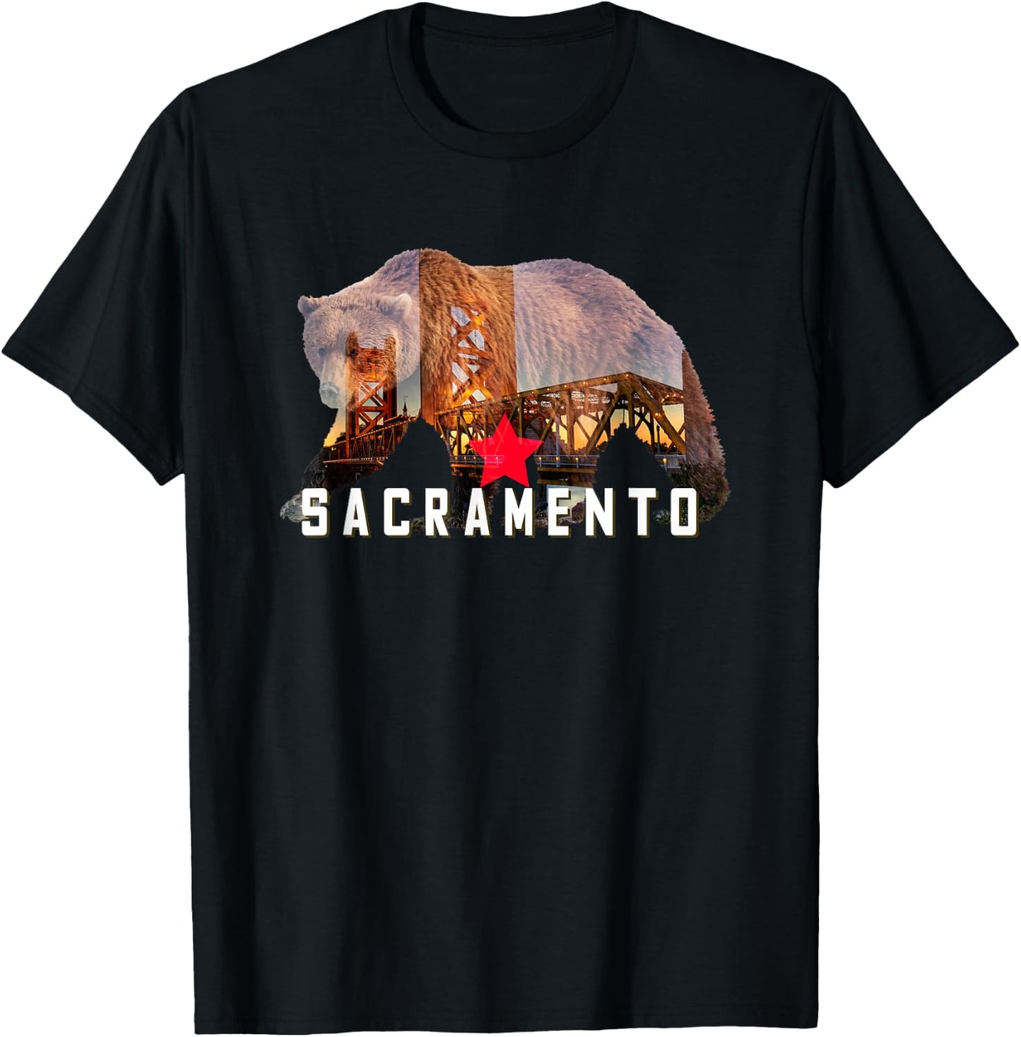 Sacramento California State Bear Souvenir Great Gift T-Shirt - T-Shirt | Black
