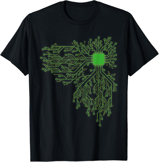 Computer Chip CPU Core Heart - Funny Computer Geek T-Shirt - T-Shirt | Black