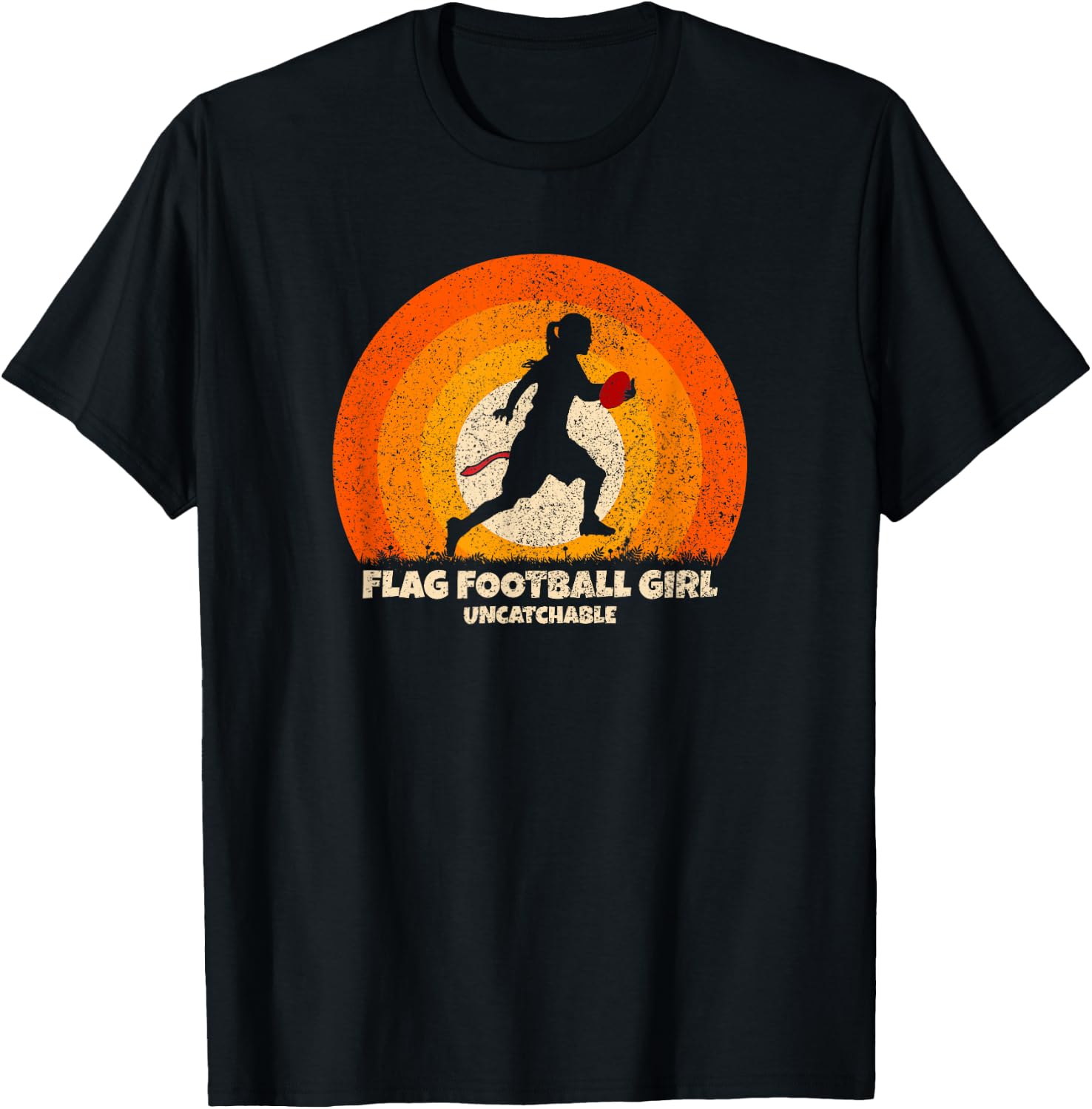 Flag Football Girl Uncatchable on Flag Football T-Shirt - T-Shirt | Black