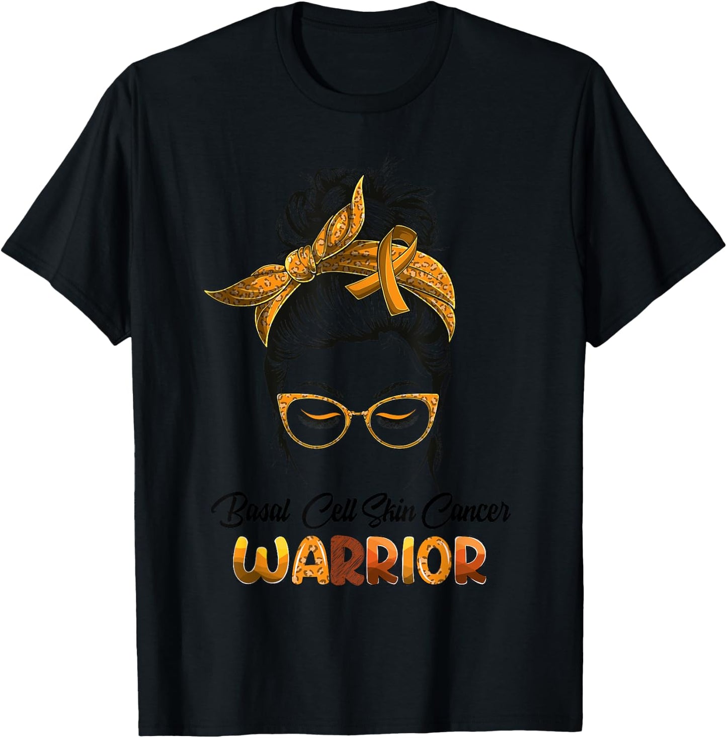 Basal Cell Skin Cancer Warrior Messy Bun Survivor Believe T-Shirt - T-Shirt | Black