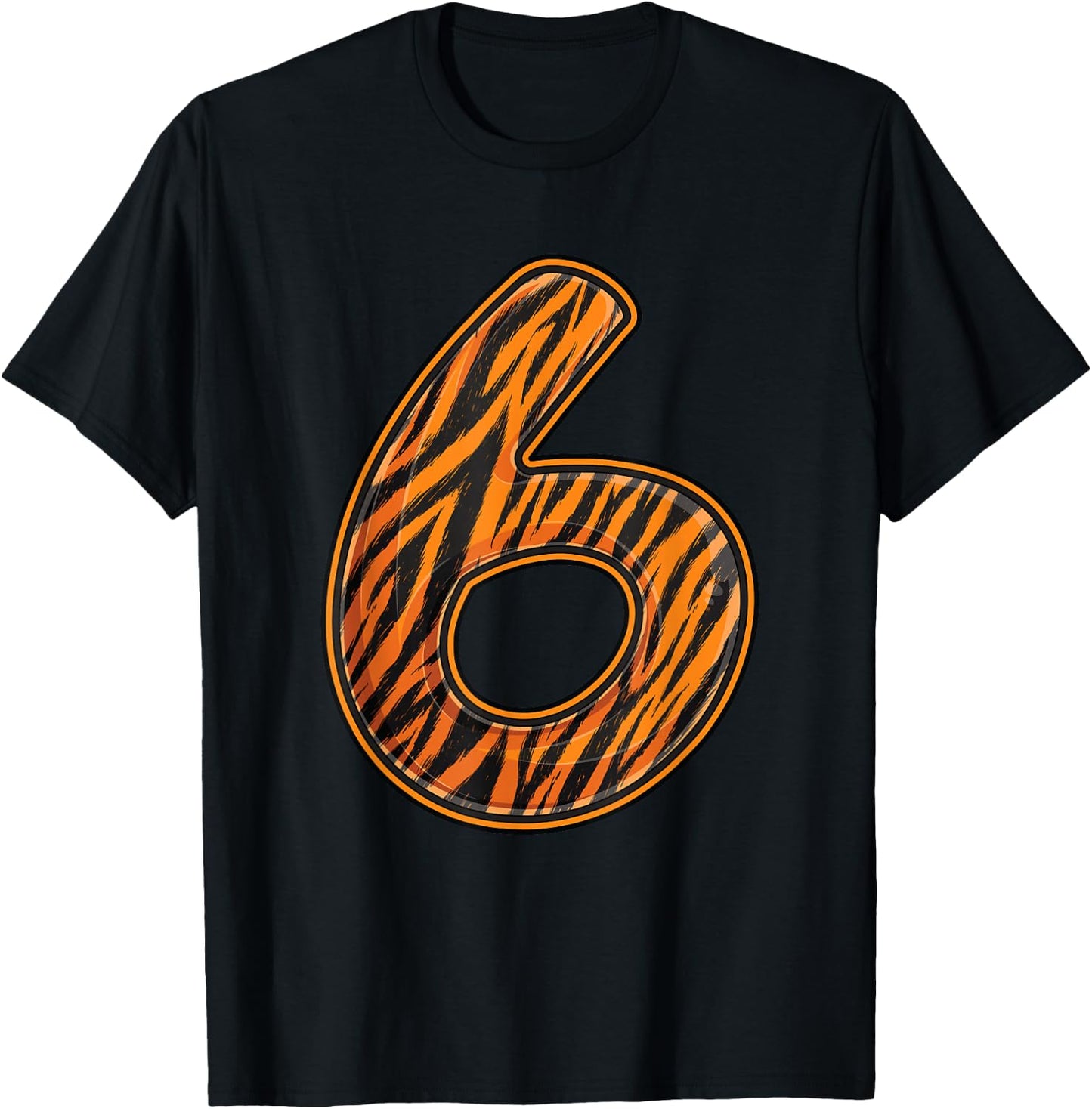 Tiger Sixth 6th Birthday Party Six 6 Years Old Wild Bday T-Shirt - T-Shirt | Black