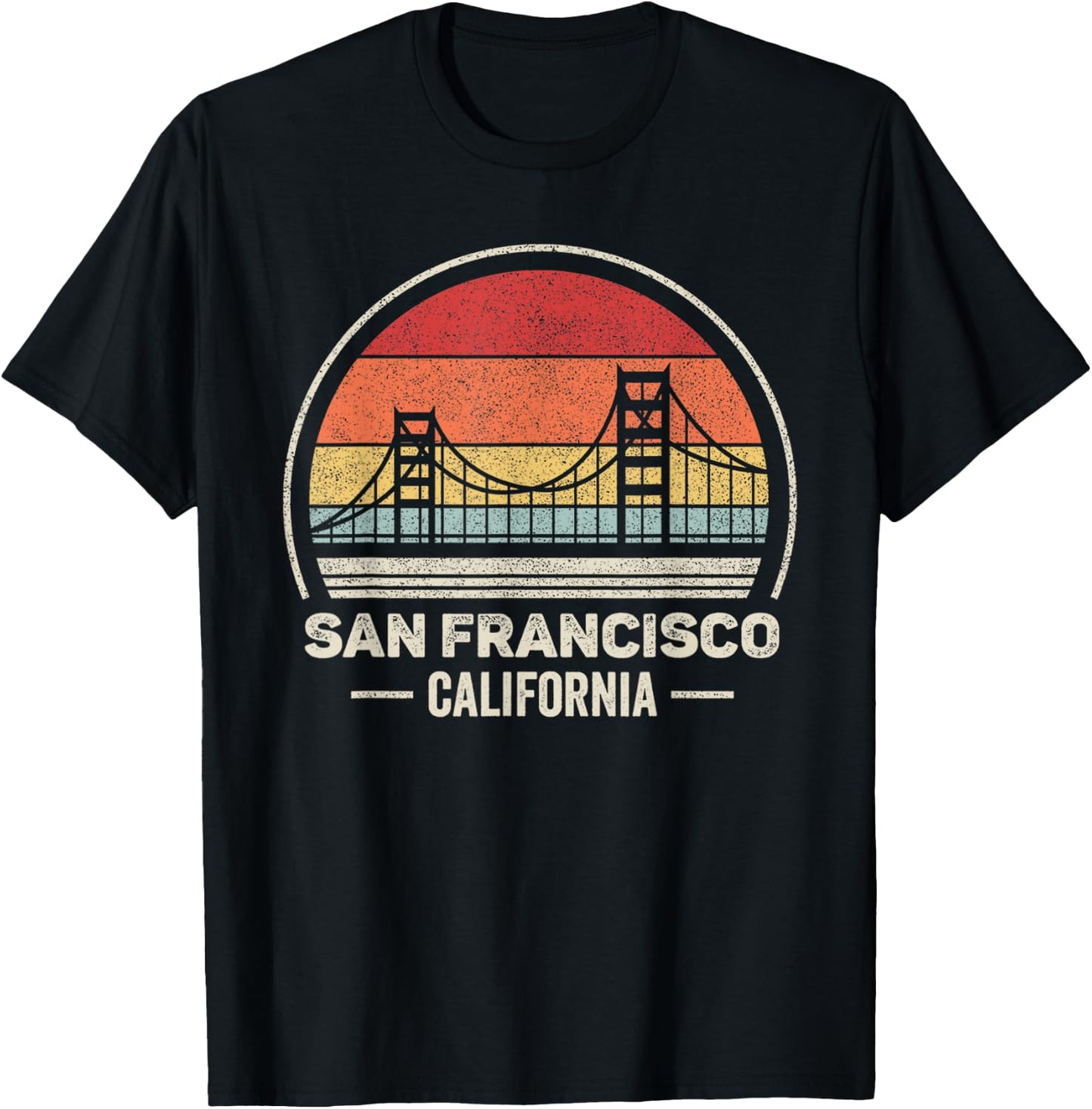 Retro San Francisco California Golden Gate Bridge Souvenir T-Shirt - T-Shirt | Black
