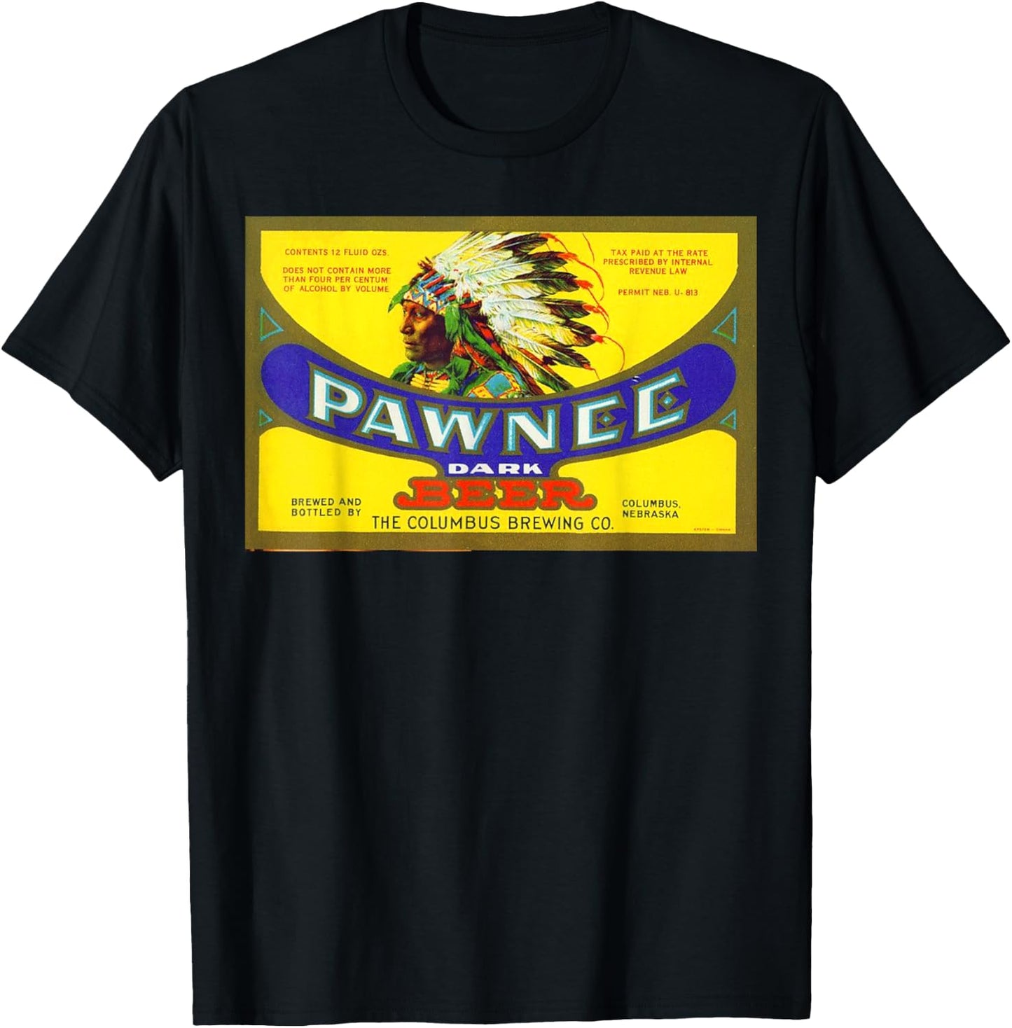 Vintage Pawnee Beer Advertising Design T-Shirt - T-Shirt | Black