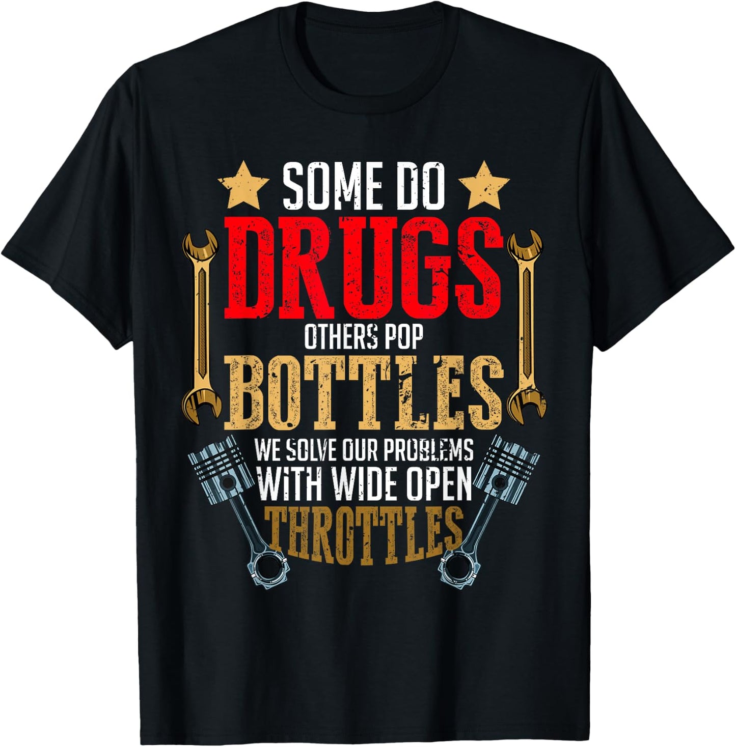 Solve Our Problems Wide Open Throttles Car Mechanic Racing T-Shirt - T-Shirt | Black