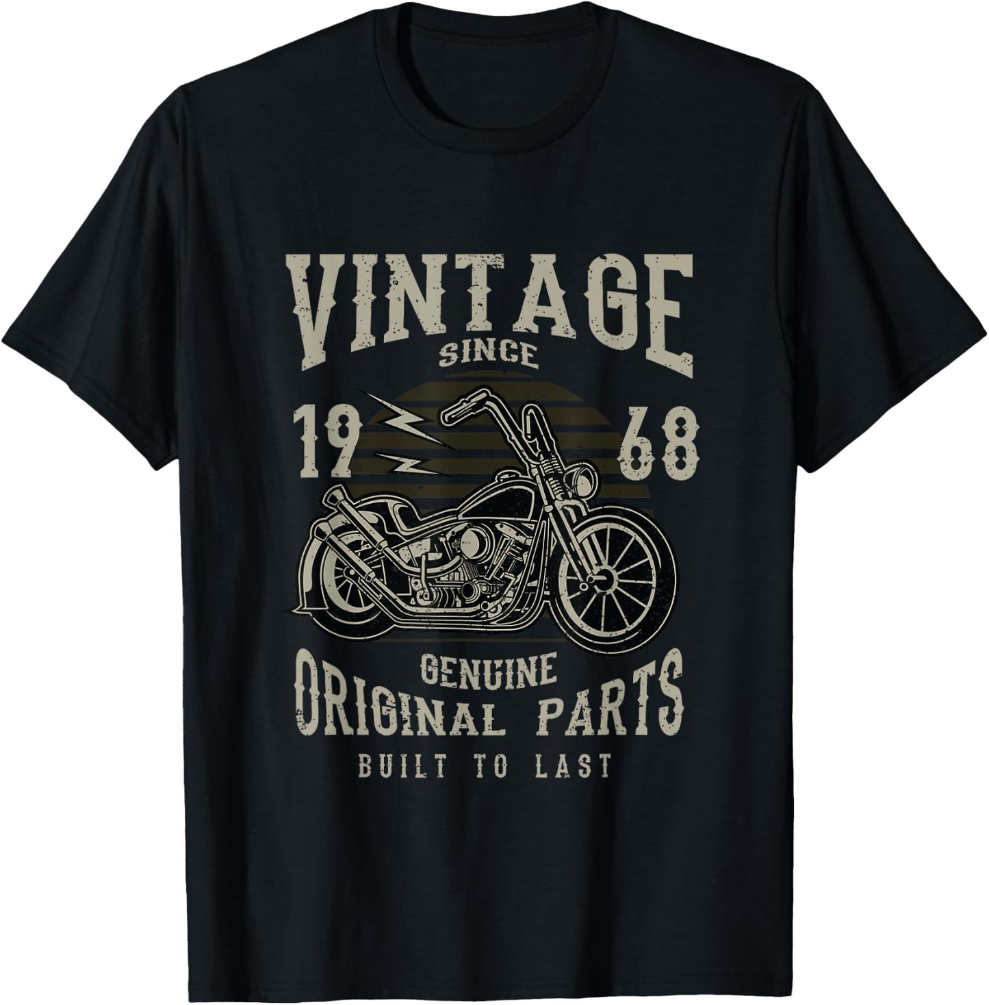 50th Birthday 1968 Vintage Retro Motorcycle Chopper T-Shirt - T-Shirt | Black