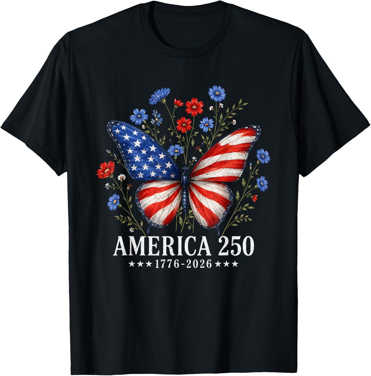 America US Flag 250 1776 2026 250th Anniversary 4th of July T-Shirt - T-Shirt | Black