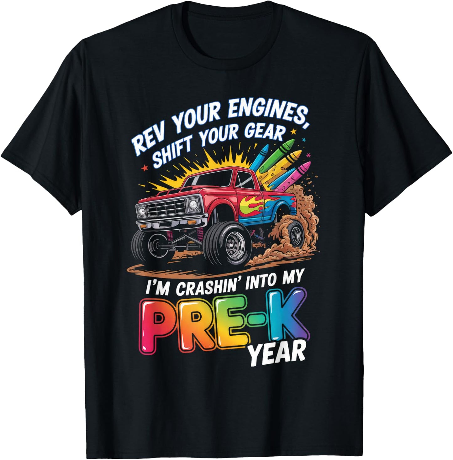 Back to School Pre-K Preschool Monster Truck First Day Boys T-Shirt - T-Shirt | Black