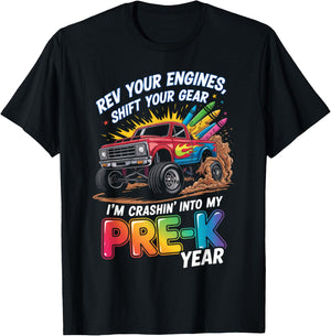 Back to School Pre-K Preschool Monster Truck First Day Boys T-Shirt - T-Shirt | Black