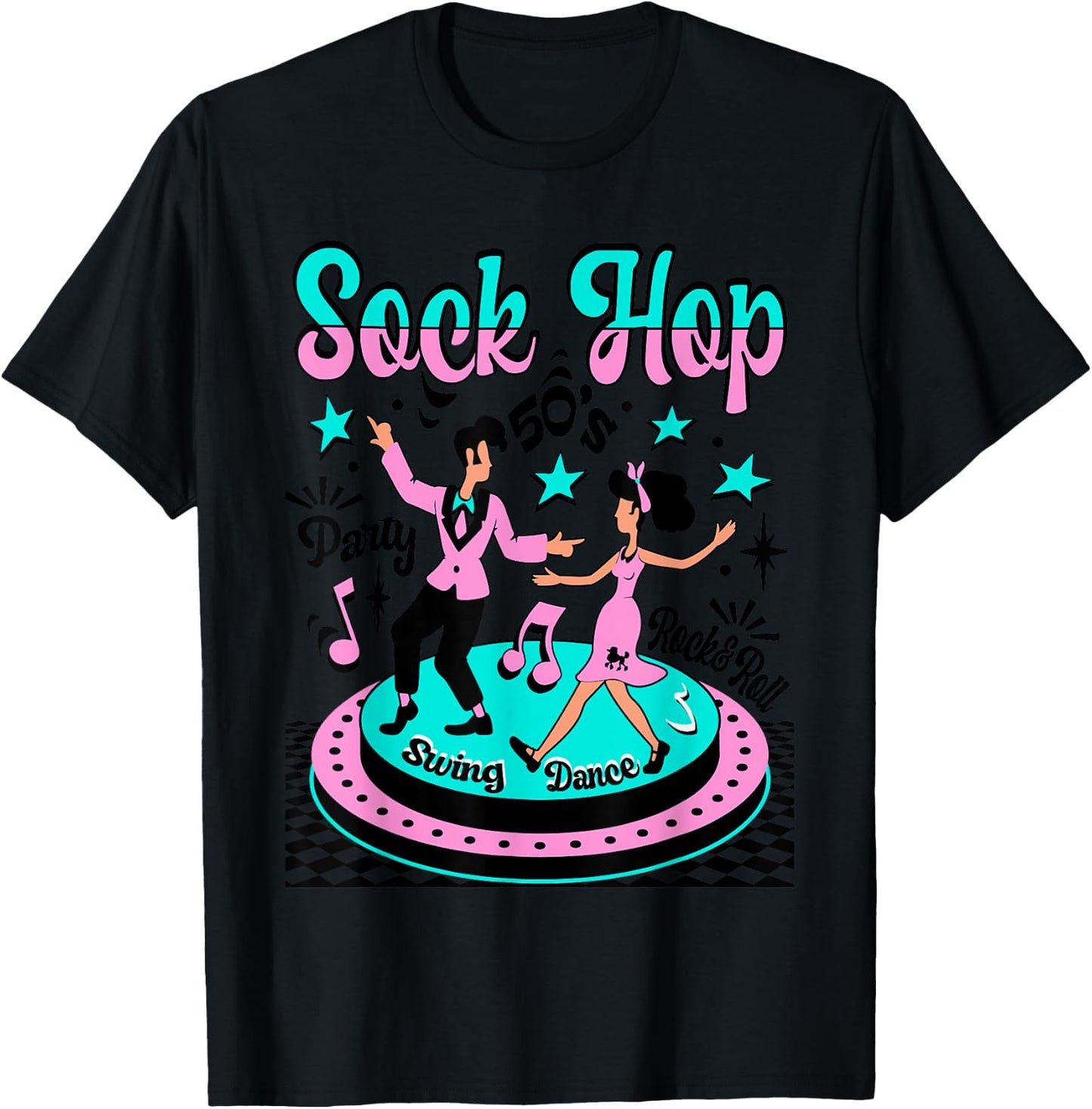 Sock Hop Grandma Party Rockabilly 50s Rock and Roll Doo Wop T-Shirt - T-Shirt | Black