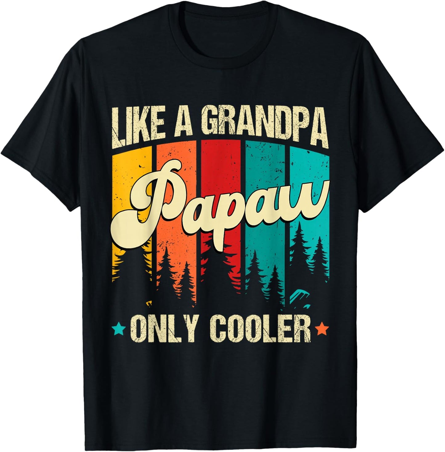 Poppy Like A Grandpa Only Cooler Vintage Men Father's Day T-Shirt - T-Shirt | Black