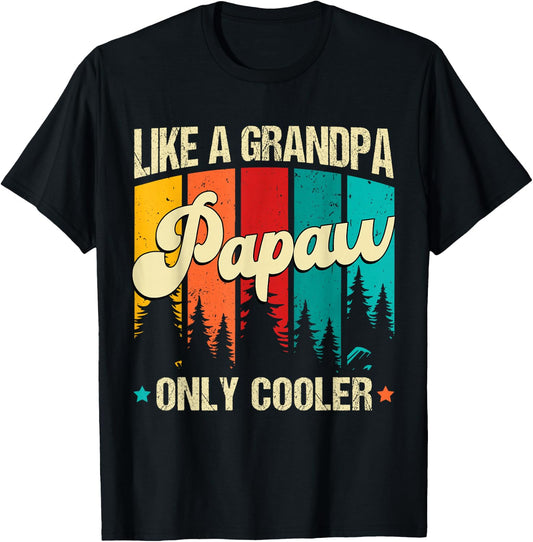 Poppy Like A Grandpa Only Cooler Vintage Men Father's Day T-Shirt - T-Shirt | Black