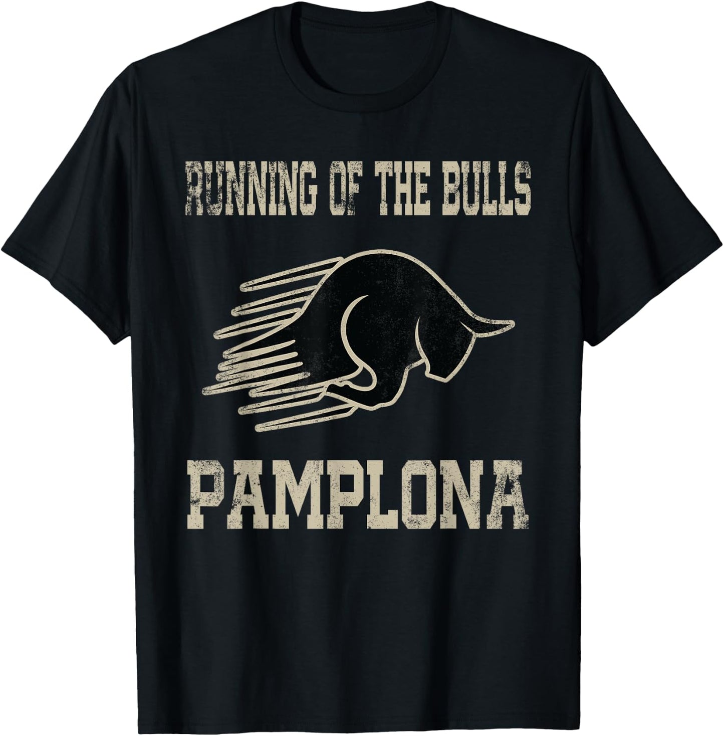 Pamplona The Running of the Bulls Cattle Party Spain T-Shirt - T-Shirt | Black