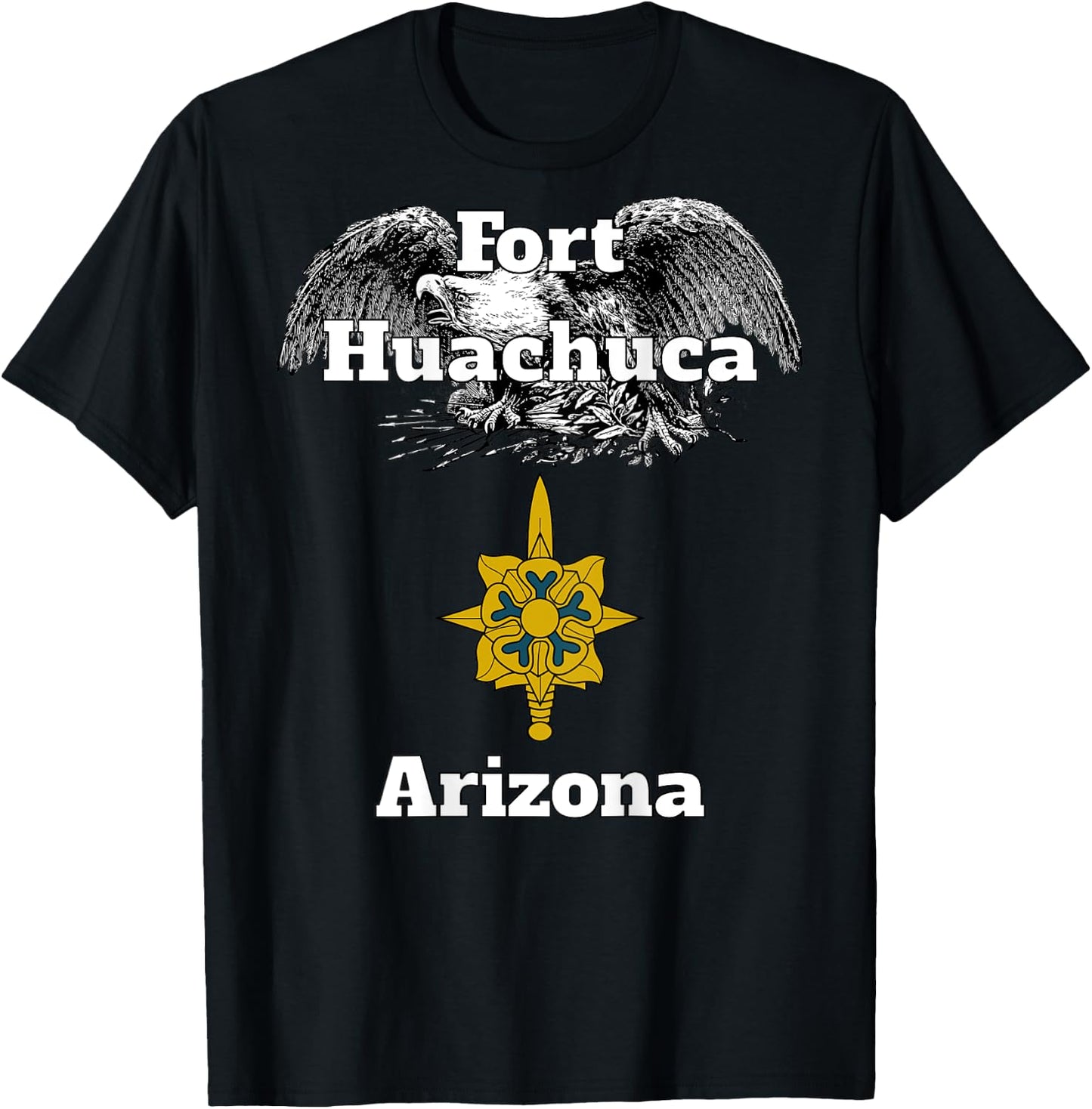 Fort Huachuca Military Intelligence Branch Design on back T-Shirt - T-Shirt | Black