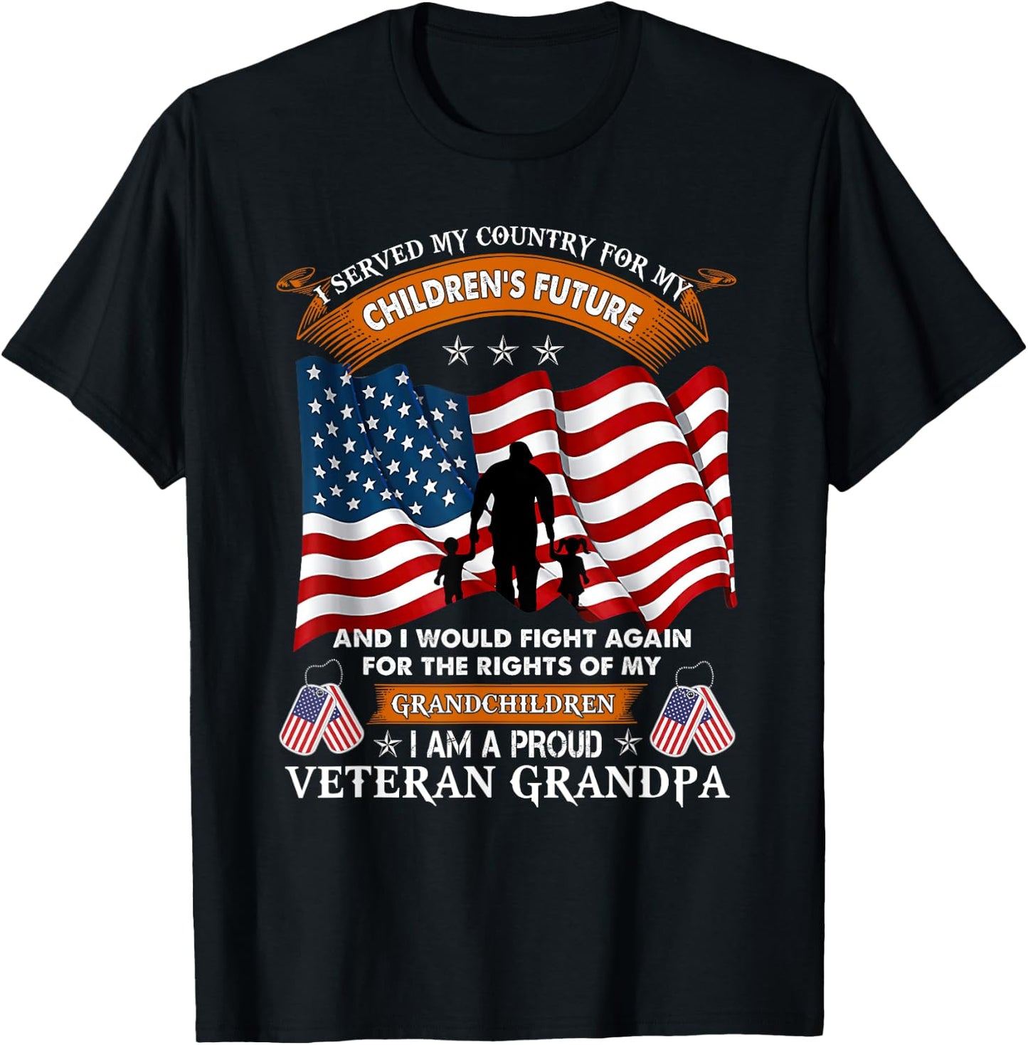 I Served My Country For My Children's Future Veteran Grandpa T-Shirt - T-Shirt | Black