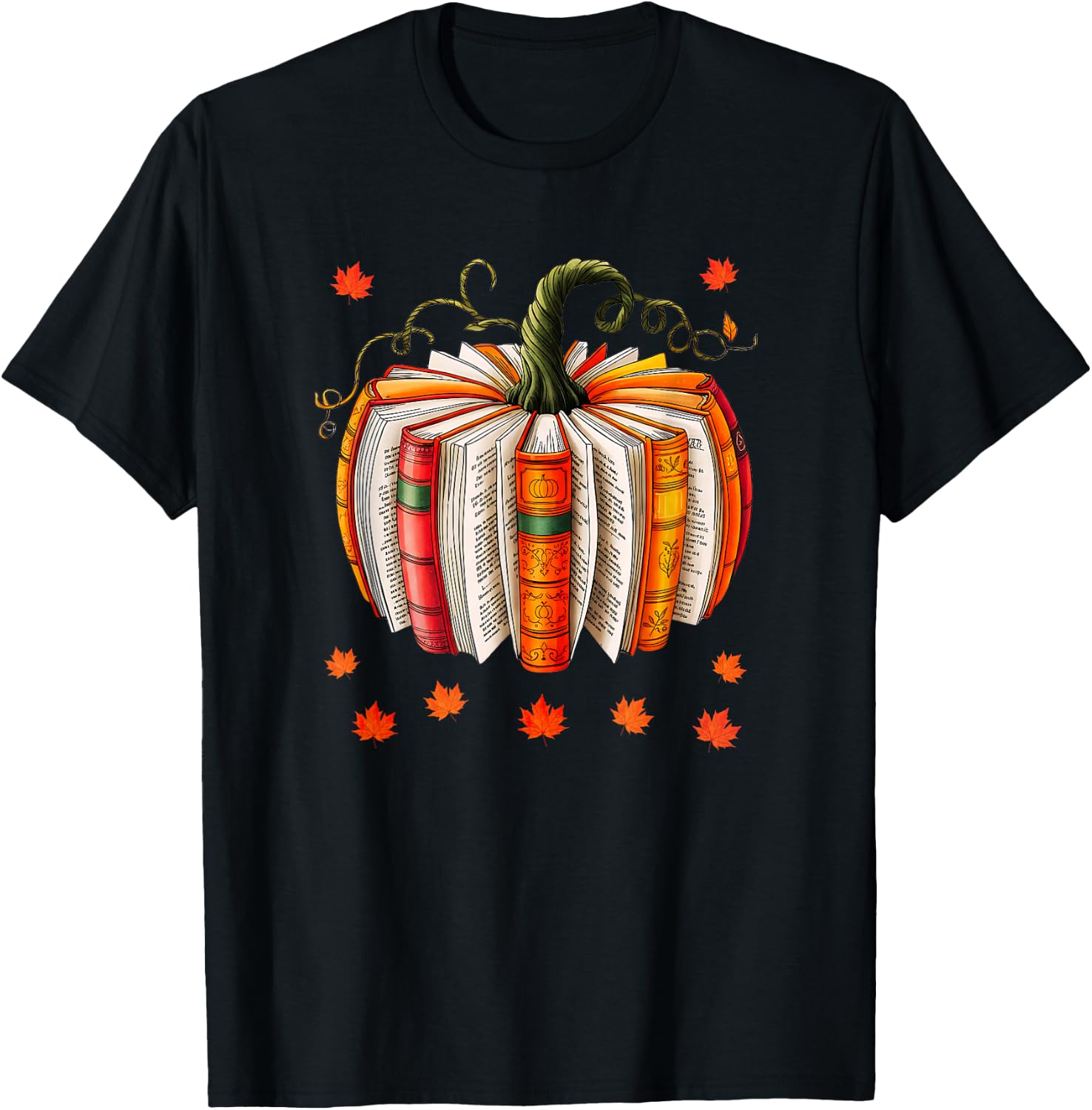 Book Lover Pumpkin Book Teacher Fall Halloween Thanksgiving T-Shirt - T-Shirt | Black
