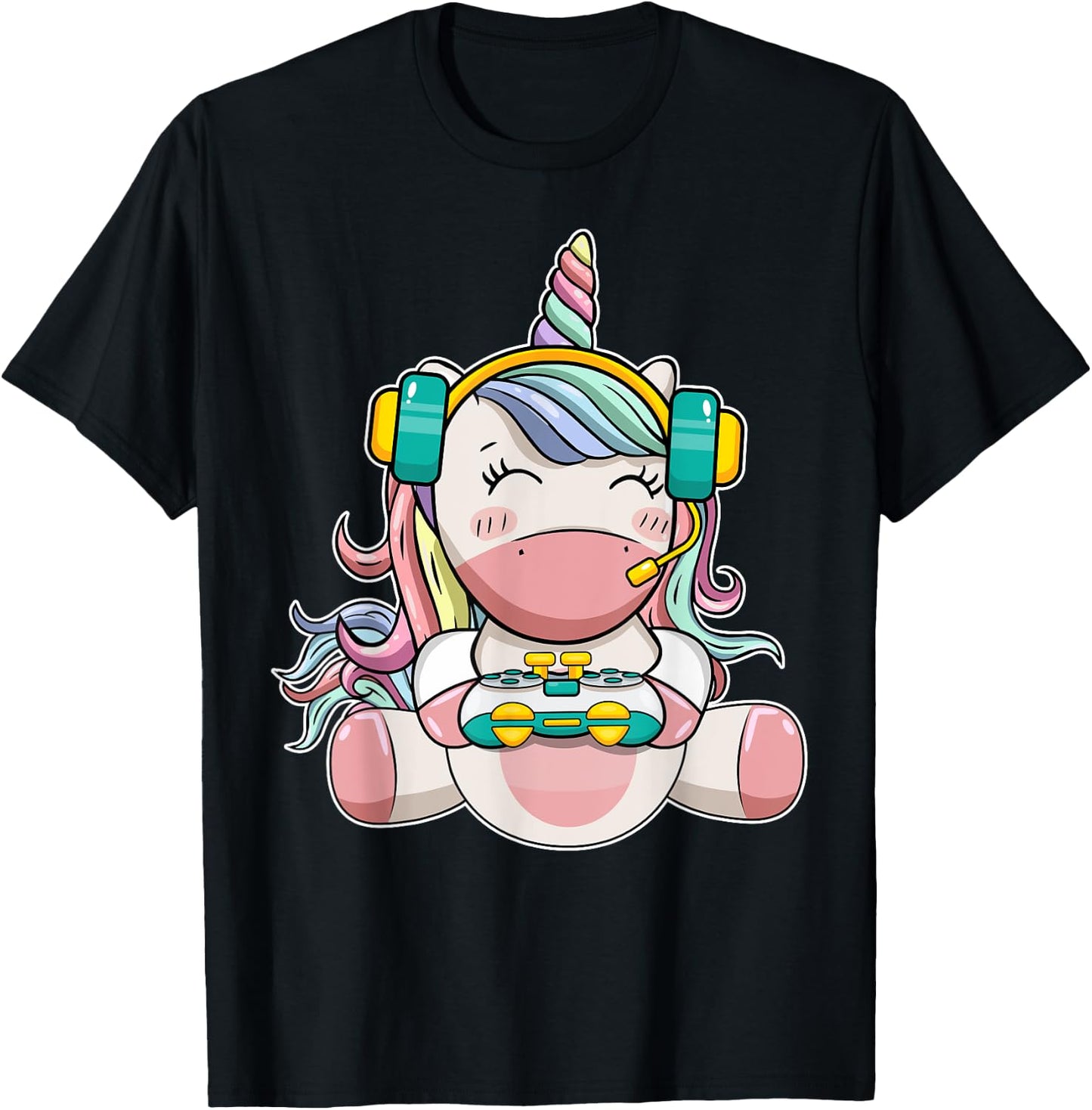 Gamer Girl Unicorn Gaming Cute Video Game Women Girls Teen T-Shirt - T-Shirt | Black