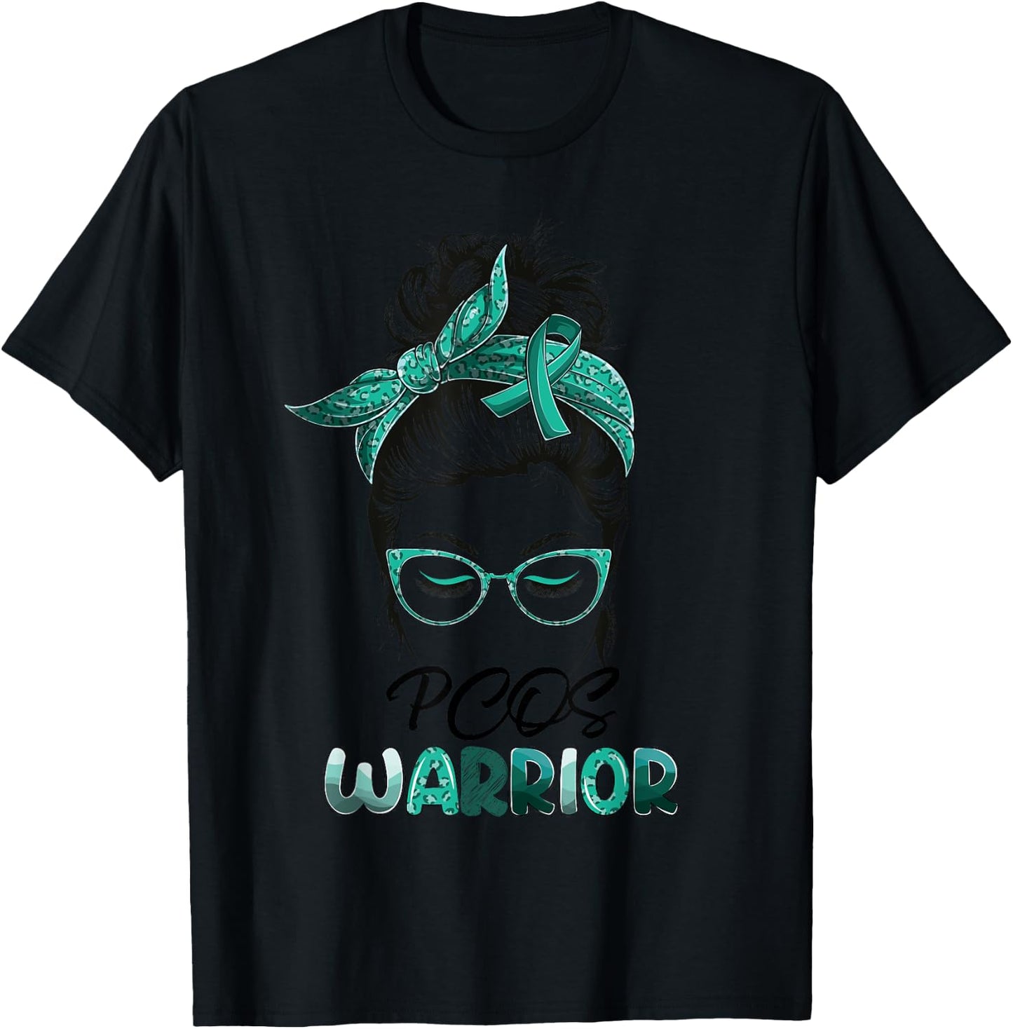 PCOS Warrior Messy Bun Survivor Believe Women Girls T-Shirt - T-Shirt | Black