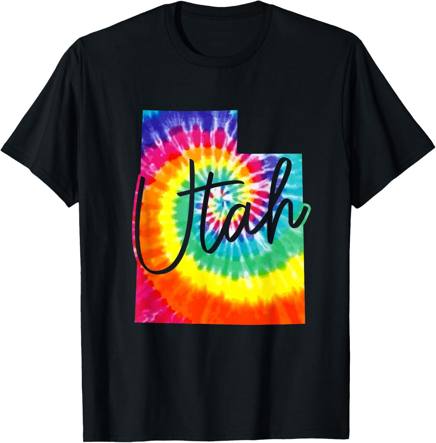 Utah Tie Dye State Map Pride Hippie Vintage Retro T-Shirt - T-Shirt | Black