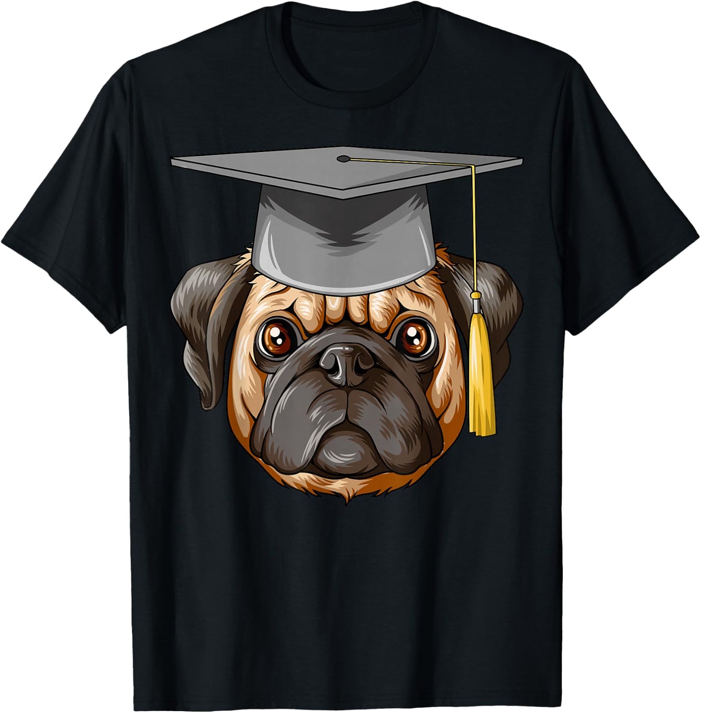 Pug Diploma Hat Pug T-Shirt - T-Shirt | Black