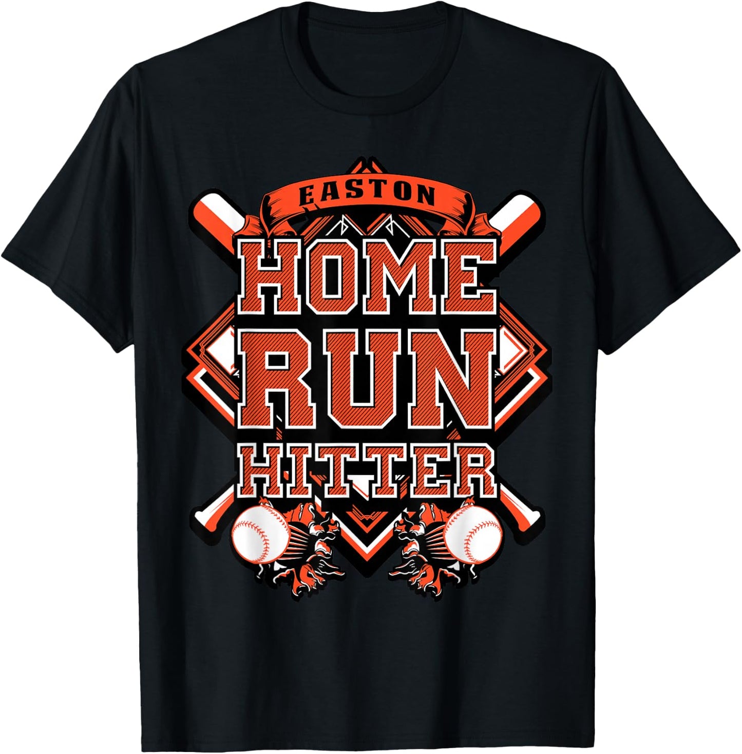 Baseball Shirt Custom Name Easton Youth Birthday Boy Gift T-Shirt - T-Shirt | Black