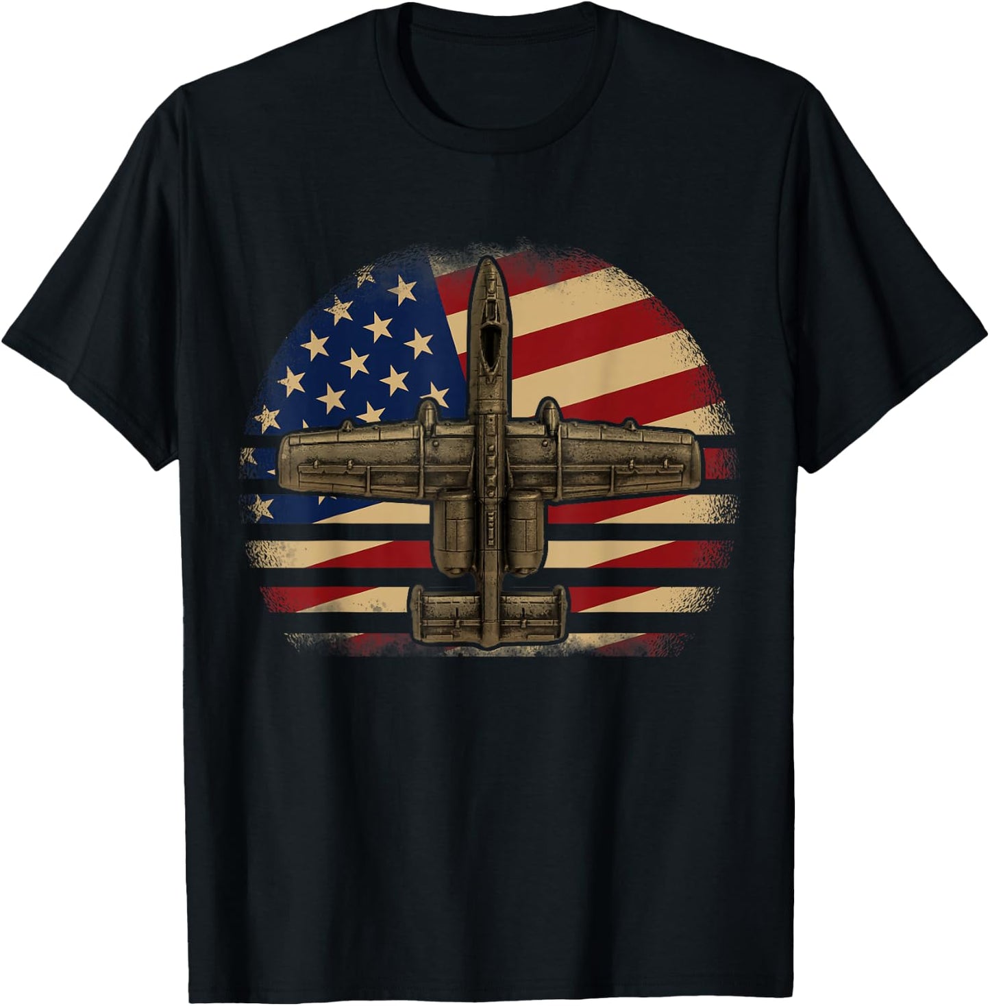 A-10 Warthog Shirts Military Fighter Jet USA Flag T-Shirt - T-Shirt | Black